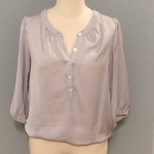 LOFT Lavender Silk Henley Blouse